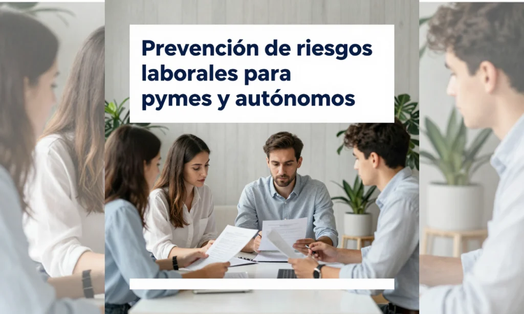Reunidos en la Gestoria para asesoramiento sobre prevención de riesgos laborales para pymes y autónomos